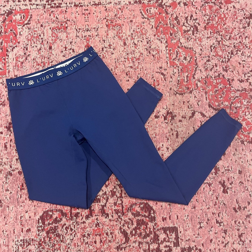 L’URV Dark Blue Luxury Activewear/Athleisure Leggings, Size: Small